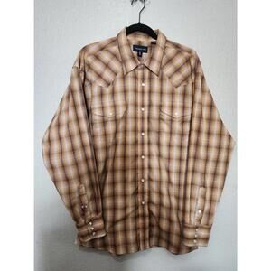 Vintage Panhandle Slim Orange Long Sleeve Pearl Snap Button Up Western XL
